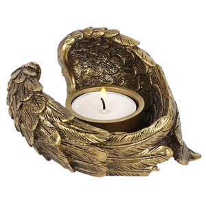 Stylish Metal Classic Angel Wings Tea Light Candle Holder Antique Gold Finished Gold <b>Tealight</b> Candle Holder Votive Vintage - Product Image 1