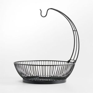 Luxury <b>Hanging</b> Iron <b>Wire</b> Fruit <b>Basket</b> Minimalist Design Powder coated black Finish Dishwasher Safe for Home Kitchen Use - Product Image 1