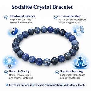 Pulsera de cristal de sodalita natural, cuentas de 8mm para la calma, la concentración y la comunicación, pulsera elástica de piedra curativa, regalo unisex - Product Image 2