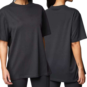 Camiseta de Algodón para Mujer, Cuello Redondo, Manga Corta, Color Sólido, Corte Holgado, Tejido Jersey Transpirable, para Todas las Temporadas - Product Image 3