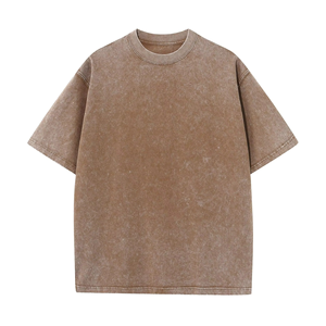 เสื้อยืดสตรีทแวร์คุณภาพสูง ขนาดใหญ่พิเศษ ผ้าฝ้าย 100% สีพื้นหลากสี สไตล์วินเทจ ล้างสีแบบแอซิดวอช รับผลิตตามแบบ (OEM) ขายส่งเสื้อยืด - Product Image 3