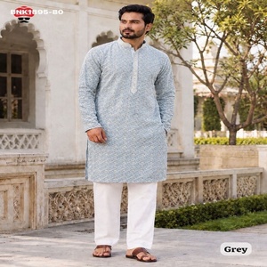 Premium Quality Rayon with Chickankari Chiffli work Full-Sleeve <b>Kurta</b>-Elastic waist Payjama Collection Indian Exporter - Product Image 1