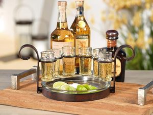 Juego de Vasos de Chupito de Vidrio de Lujo con Soporte Metálico, Base de Madera, Bandeja para Servir, Vajilla para Bar, Juego para Servir Bebidas en Fiestas - Product Image 5