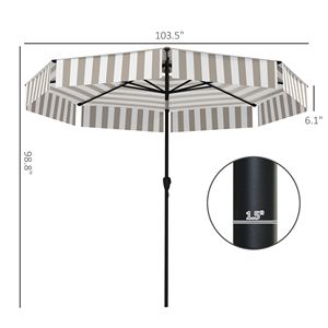 Ombrellone da Esterno 2,6 m (8,6FT) con Protezione UPF 30+, 2 Livelli Ventilati, 8 Stecche, per Hotel, Veranda e Patio, con Manovella - Product Image 3