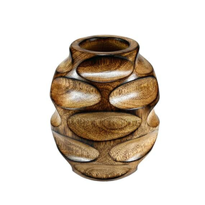 Vase en bois brun au design magnifique, accessoires décoratifs classiques pour la maison, l'hôtel, le restaurant - MULTI CRAFT, léger, 100% naturel - Product Image 2