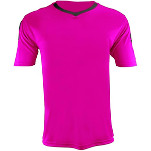 Maillot de football unisexe rose à col en V et manches courtes, en polyester anti-humidité, coupe classique, toutes saisons, couleur unie, personnalisable sur le devant - Product Image 2