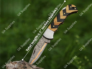 Couteau pliant professionnel EDC en cuivre damas Sanmai sur mesure, pour le camping et les activités de plein air, avec plusieurs choix de poignée, OEM OBM - Product Image 5