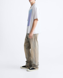 Camiseta Extra Grande Personalizada para Hombre, Manga Corta, Cuello Redondo, Estampado Degradado, Tejido de Jersey de Algodón, Estilo Minimalista Normcore - Product Image 6