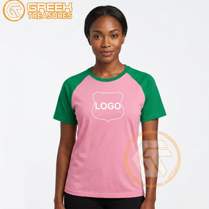 Alfa al por Mayor |   Camiseta Kapa para mujer, ropa de hermandad, camiseta de algodón transpirable de alta calidad, ropa rosa y verde - Product Image 3