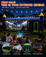 Labyrinthe gonflable commercial bleu 9x9m avec 4 jeux interactifs, parcours d'activités personnalisé pour la location dans les parcs, les carnavals et les festivals