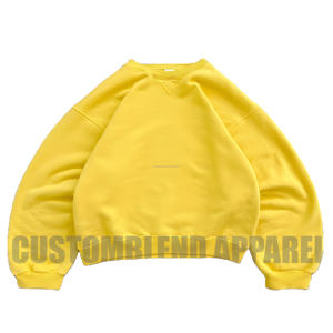 Venta al por mayor OEM logotipo personalizado Streetwear cuello redondo de gran tamaño recortada Crop-Fit 100% algodón Super suave sudaderas con capucha y sudaderas - Product Image 2