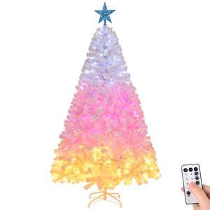 Árbol de Navidad Artificial Blanco Preiluminado de 1.8 m con 300 Luces Frías de Color Rosa Cálido y Adorno de Estrella - Product Image 2
