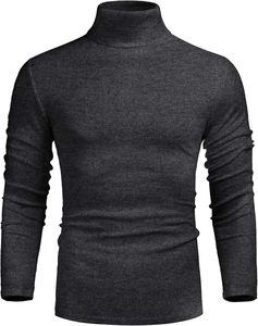 Turtleneck Cotton Blend Mens Sweatshirt Soft Fleece Fall Winter Casual Male Hoodless <b>Jumper</b> Bulk - Product Image 1
