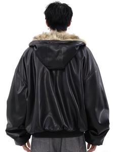 Veste d'extérieur de luxe vintage courte en cuir véritable américain, réversible, à capuche, imperméable, respirante, écologique, épaisse pour le printemps - Product Image 6