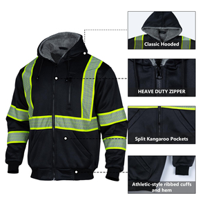 All Weather High Visibility Safety Jacket Hooded <b>Waterproof</b> Shell Reflective <b>Work</b> Coat Multi Purpose Outdoor Security Gear - Product Image 4