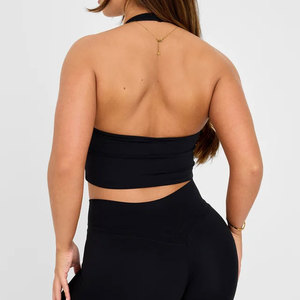 Nouveau débardeur dos nu pour femme, personnalisé, haute résistance, coupe courte, ajusté, compression, tenue de yoga moulante - Product Image 2