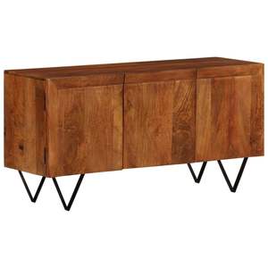 Credenza in Legno di Mango Massiccio con Finitura Leggermente Tinta e Acciaio Verniciato a Polvere per Arredamento Soggiorno - Product Image 1