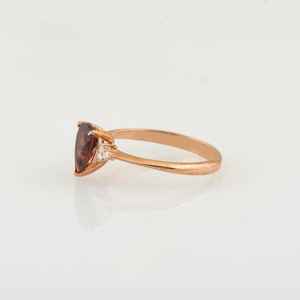 Bague de fiançailles en tourmaline rouge, coupe poire délicate, tourmaline artisanale, pierre de naissance, plaqué or rose 14K, argent 925 - Product Image 5