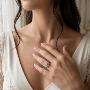 Best Workmanship Classic Unique Design High Quality 18k Solid White Gold Real Diamond Shape Elegant Wedding Engagement Party - Product Image 2