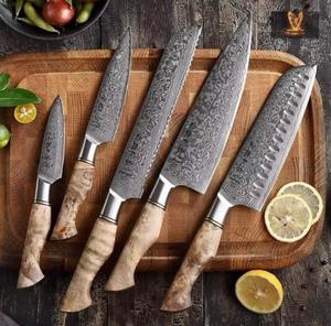 Couteaux de chef en acier Damas de haute qualité, personnalisés, 7 pièces, avec manche en bois, multi-usages et écologiques - Product Image 5