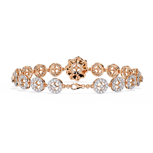 Bracelet pour femme Clover en or massif 9K 10K 14K 18K avec diamant de laboratoire VVS DEF CVD, motif floral soleil éclatant et médaillon halo festonné - Product Image 3