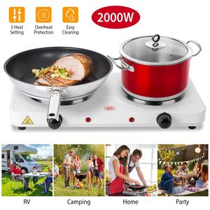 Estufa Portátil de Doble Quemador Eléctrico de 2000W, Control de Temperatura de 5 Niveles, Placa Calefactora para Cocina y Camping - Product Image 1