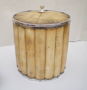 Natural Bone Inlay Striped Pattern Sustainable Classic Design Ice <b>Bucket</b> <b>with</b> Brass <b>Lid</b> and Knobs 5L Capacity for Giveaways - Product Image 4