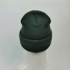 MEYBA SPORTS Unisex Dark <b>Green</b> Ribbed Knit <b>Beanie</b> Hat 100% Acrylic Soft Solid Color Winter Warm Cuffed Folded Adjustable Adult - Product Image 2