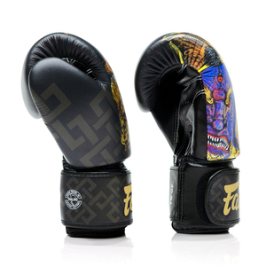 Guantes de Boxeo Fairtex de Marca Privada, Fabricante OEM, Nuevo Diseño de Impresión, Guantes de Boxeo Fairtex con Cierre de Correa de Cuero Negro - Product Image 3