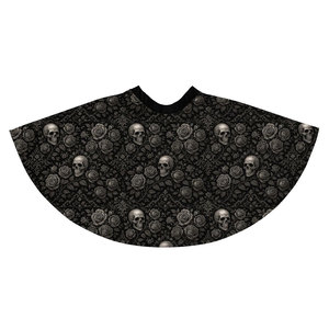 Gothic Skull and Rose <b>Print</b> Women's Skirt - Dark Alternative Flared A-Line <b>Mini</b> Skirt - Halloween Fashion - Product Image 3