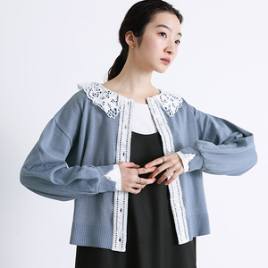 เสื้อถักผู้หญิงเก๋ไก๋ย้อนยุคดีไซน์คลาสสิกเรียบง่ายพร้อมลูกไม้ลำลองขนาดพิเศษ S M L XL 3L 10S 20S 30S 40S 50S 60S - Product Image 3