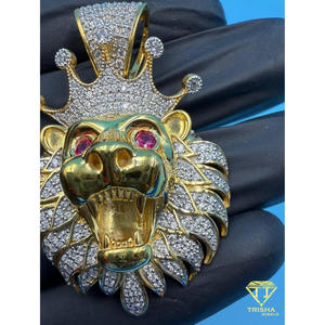 Pendentif animal design avec diamants de laboratoire sertis à la main, collier statement personnalisé style hip-hop - Product Image 2