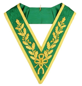 Collier de Franc-Maçonnerie de Qualité Supérieure, Grade Grand Rang Allié, Plaqué Or avec Ruban Vert, Vente en Gros - Product Image 1