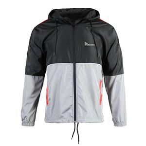 Custom Men's <b>Lightweight</b> Hooded Windproof <b>Jacket</b> Spring Sporty Color Blocking Full Sleeve Zipper Front Logo Adults Wholesale - Product Image 3