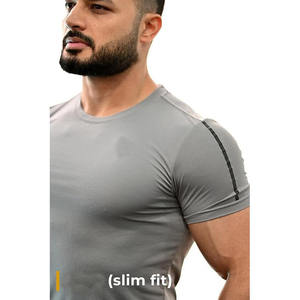 Custom Polyester Spandex Lightweight Slim Fit Raglan Sleeve Muscle Dry Fit Training Tops Running Gym <b>Compression</b> T Shirt for Men - Product Image 2