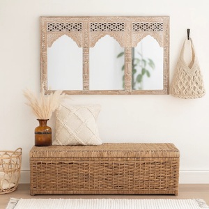 Handmade Wooden Decorative Wall <b>Mirror</b> with Carved Frame Rectangular Shabby Chic Style 6mm Thickness Framed Design - Product Image 1