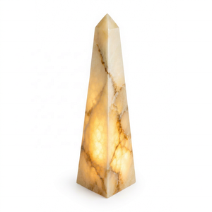 Lámpara de Pared Piramidal de Alabastro, Aplique de Piedra Ónix Natural, Ecológico, Tallado, Moderno, Decorativo, para Hotel, Pasillo, Sala de Estar - Product Image 1
