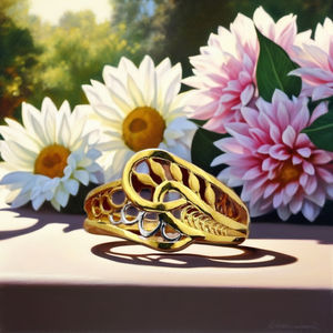 Anillo de Hoja de Vid Chapado en Oro Ancho para Mujer |   Diseño floral envolvente de dos tonos |   Joyería Moderna para Uso Diario - Product Image 3