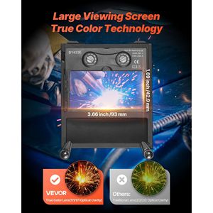 Casco per saldatura auto-oscurante con alimentazione solare, maschera da saldatore True Color 9,3 x 4,3 cm, 2 sensori di arco, tonalità 4/9-13 - Product Image 2