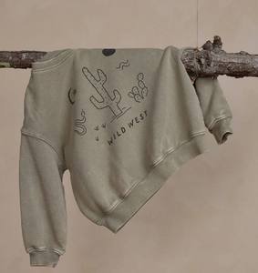 Suéter Infantil de Otoño con Mangas Abullonadas, Estampado Animal, 100% Algodón, Tejido a Mano, Ecológico, Antiarrugas, Ligero, ODM, Verde - Product Image 3