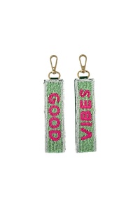 Lightweight Durable Handmade Fabric Beaded Adjustable Keychain Custom Letter <b>Wristlet</b> Key Holder Lobster Clasp Bright Keychains - Product Image 4