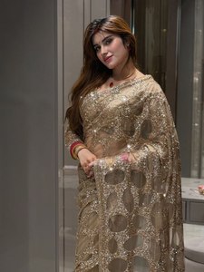 Luxury Rose Gold <b>Sequin</b> Saree Gown with Designer <b>Jacket</b> for Women Wedding Party Wear Reception Cocktail Evening Dress - Product Image 2