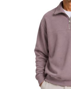Sudadera con cremallera de un cuarto para hombre, morado claro, oversize, de forro polar, manga larga, estilo casual urbano, personalizada, de algodón grueso - Product Image 3