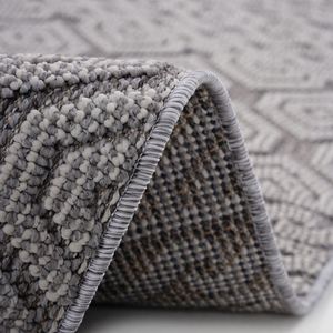 Alfombra de pasillo geométrica gris/blanca 2X8 para interiores/exteriores de la colección LOOM and LUXE - Product Image 6