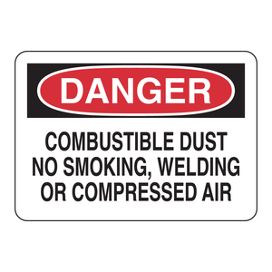 Panneau d'avertissement de poussière inflammable Brady - PVC imprimé UV pour la sécurité industrielle et en entrepôt - Product Image 1