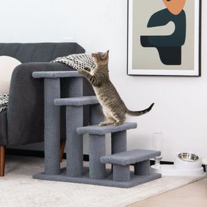 24-Inch 4-Step <b>Cat</b> <b>Tree</b> Climber with Carpeted Ladder Ramp and <b>Scratching</b> <b>Post</b> for Pet <b>Cats</b> - Product Image 2
