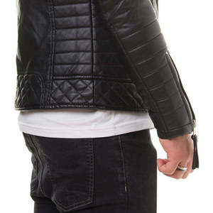 Chaqueta de Invierno de Cuero para Hombre, Estilo Casual Vintage de Carreras, Cuello Alto, Cierre de Cremallera Frontal, Logotipo Personalizado, Forro de Piel de Oveja, Impermeable y Transpirable - Product Image 2