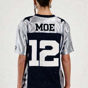 Jersey de Fútbol Americano Metálico Plateado de Moda 2026 para Mujer, Top Transpirable de Poliéster Estilo Urbano, Número Personalizado, OEM, Marca Privada - Product Image 2