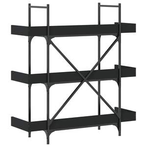 3-Tier Black Engineered <b>Wood</b> Bookcase 39.4"x13"x42.7"-Durable and Stylish <b>Bookshelf</b> - Product Image 6