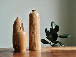 Juego de 3 Jarrones de Madera Hechos a Mano, Estilo Rústico Escandinavo, Bambú, para Bodas, Ecológicos, Decoración de Madera Natural - Product Image 4